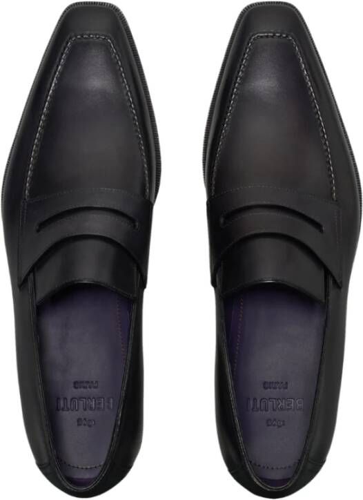 Berluti Handgemaakte Blake Constructie Leren Mocassin Black Heren