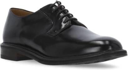 Berwick Zwarte Leren Veterschoenen met Platte Zool Black Heren