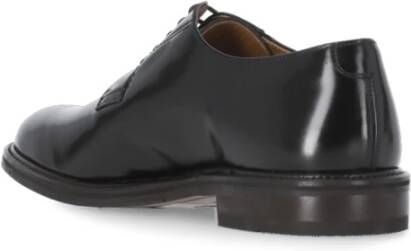 Berwick Zwarte Leren Veterschoenen met Platte Zool Black Heren