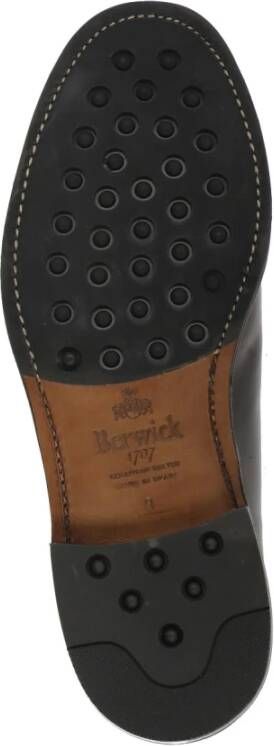 Berwick Zwarte Leren Veterschoenen met Platte Zool Black Heren