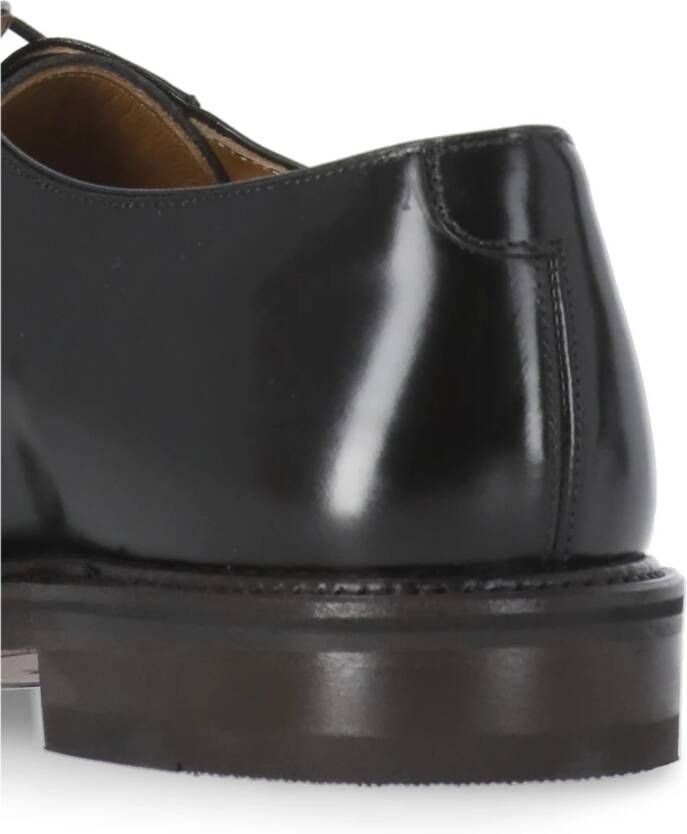 Berwick Zwarte Leren Veterschoenen met Platte Zool Black Heren