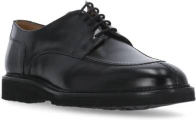 Berwick Zwarte Leren Veterschoenen met Platte Zool Black Heren