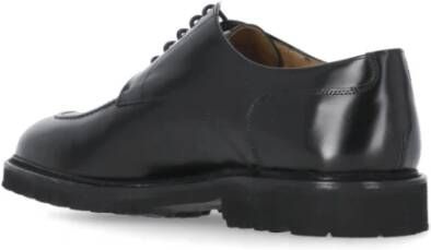 Berwick Zwarte Leren Veterschoenen met Platte Zool Black Heren