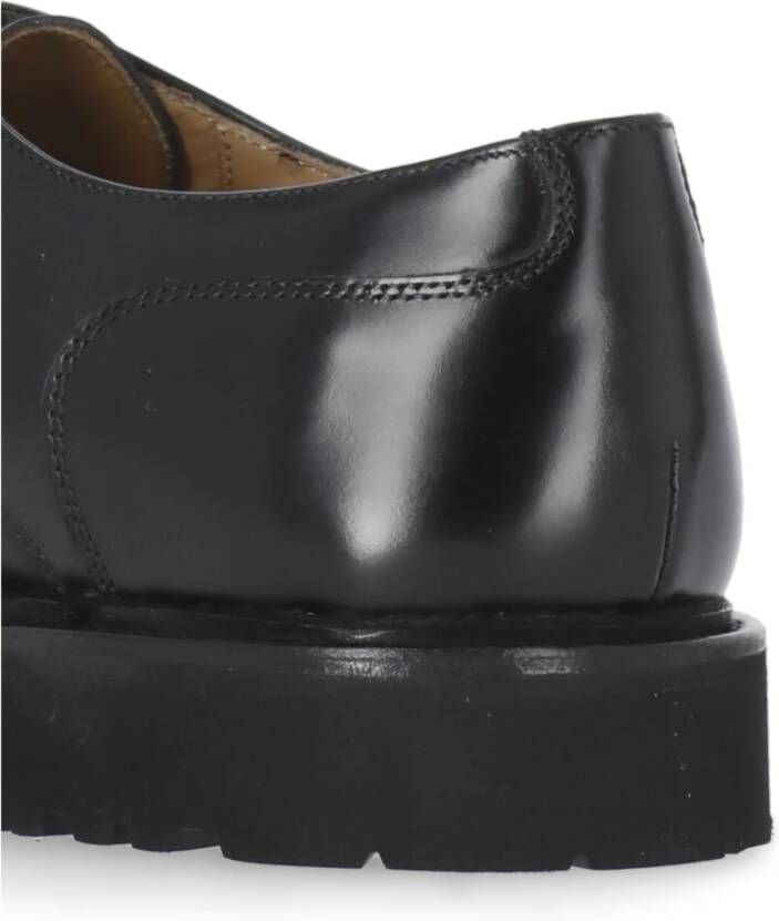 Berwick Zwarte Leren Veterschoenen met Platte Zool Black Heren