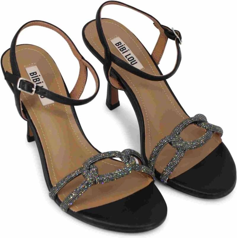 Bibi Lou Elegante Sandalen met Strassband en Hoge Hak Black Dames