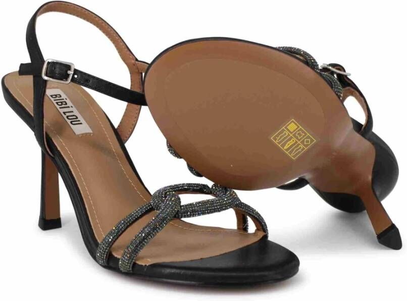 Bibi Lou Elegante Sandalen met Strassband en Hoge Hak Black Dames