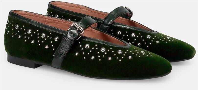 Bibi Lou Groene Velvet Mary Jane Schoenen Green Dames