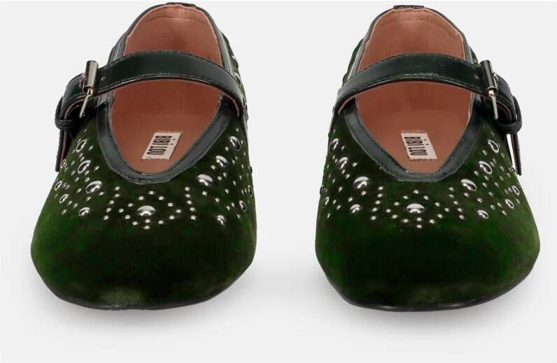 Bibi Lou Groene Velvet Mary Jane Schoenen Green Dames