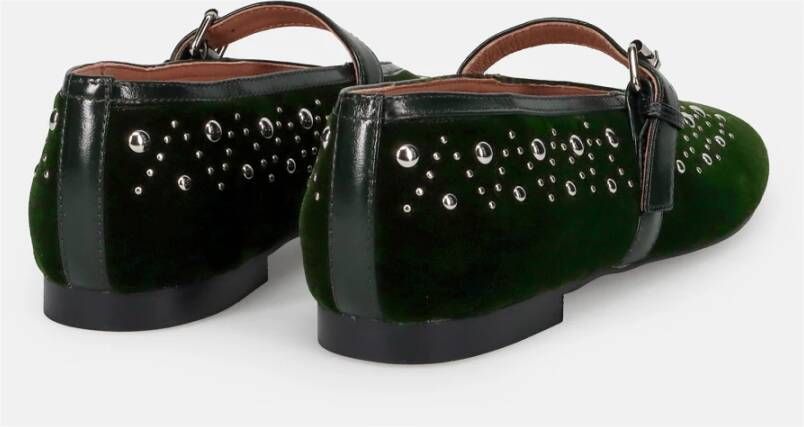 Bibi Lou Groene Velvet Mary Jane Schoenen Green Dames