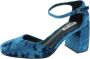 Bibi Lou Heldere Blauwe Fluweel Enkelband Hakken Blue Dames - Thumbnail 3