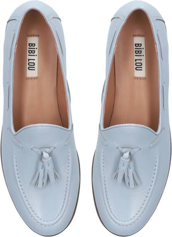 Bibi Lou Heldere Blauwe Leren Mocassin Blokhak Blue Dames