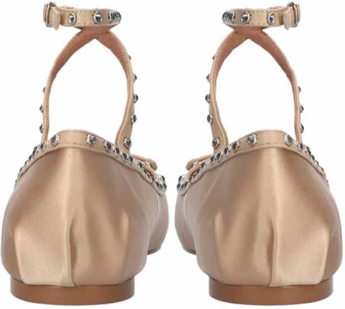 Bibi Lou Nude Enkelband Studded Flats Beige Dames