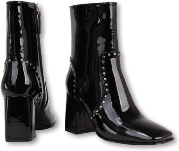 Bibi Lou Studded Zwart Leren Enkellaarsje Black Dames