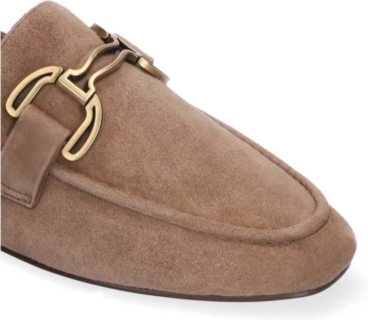 Bibi Lou Suède Loafer Blokhak Schoenen Beige Dames