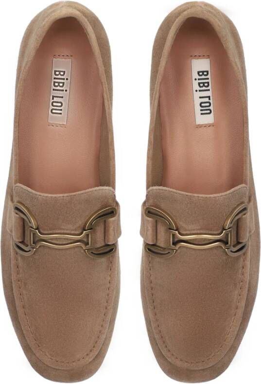 Bibi Lou Suède Loafer Blokhak Schoenen Beige Dames