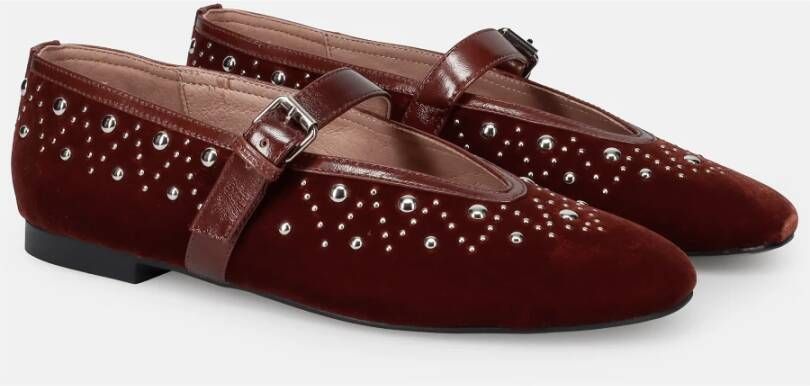 Bibi Lou Velvet Mary Jane Schoenen in Bordeaux Red Dames