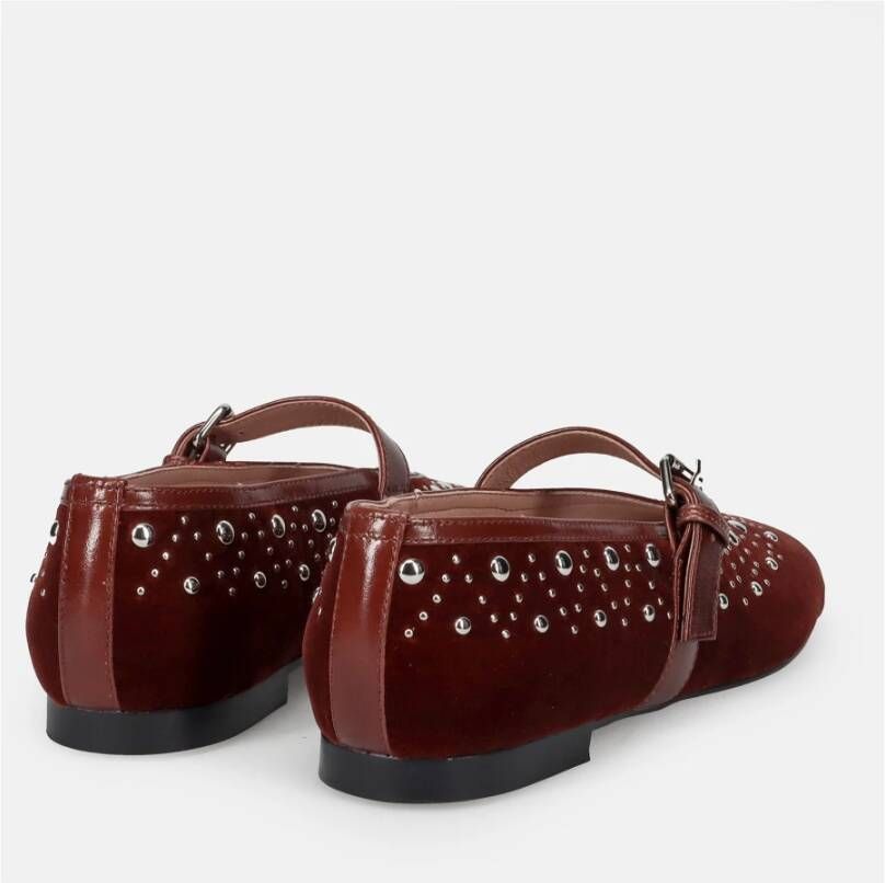 Bibi Lou Velvet Mary Jane Schoenen in Bordeaux Red Dames