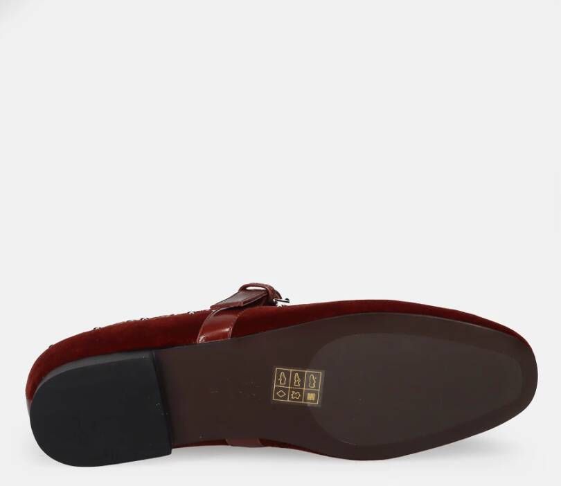 Bibi Lou Velvet Mary Jane Schoenen in Bordeaux Red Dames