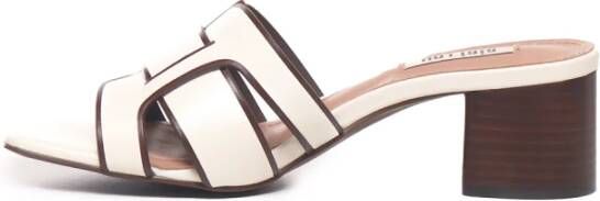 Bibi Lou Witte Leren Sandalen met Brede Hak White Dames