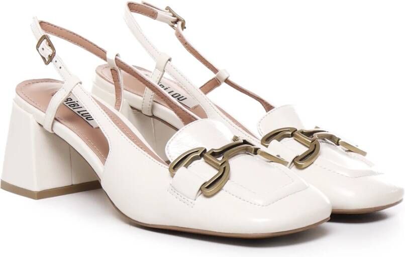 Bibi Lou Witte Leren Slingback Sandalen met Ketting White Dames