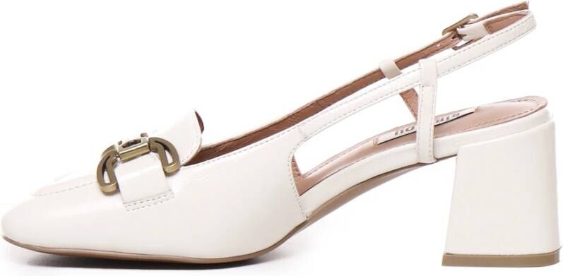 Bibi Lou Witte Leren Slingback Sandalen met Ketting White Dames