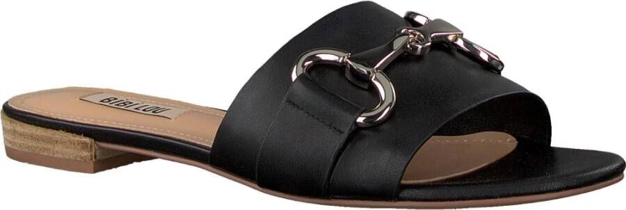 Bibi Lou Zwarte Leren Instap Sandalen Black Dames