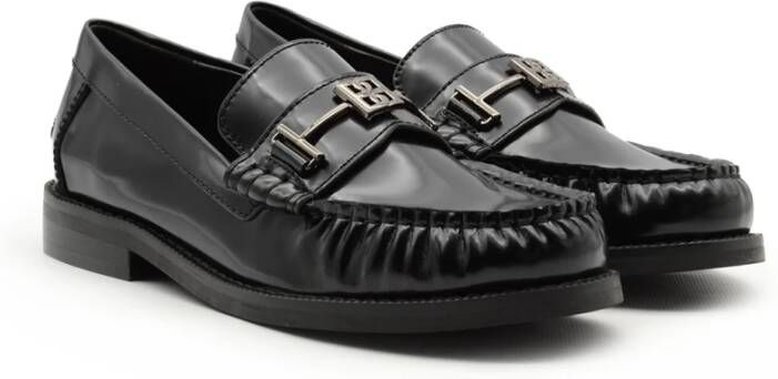 Bibi Lou Zwarte leren mocassin met metalen detail Black Dames