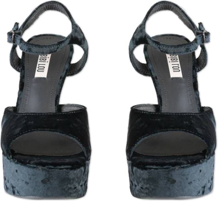 Bibi Lou Zwarte Suède Platte Sandalen Black Dames