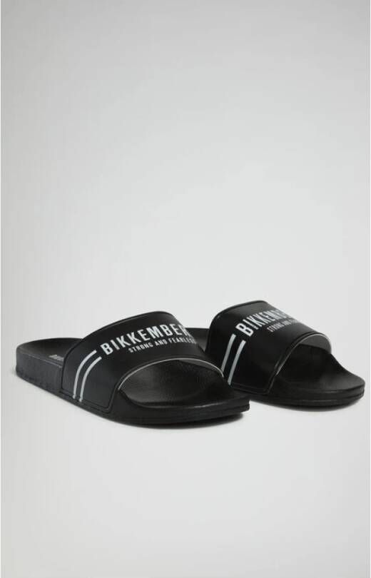 Bikkembergs Platte PVC-muiltjes met logoprint Black Heren