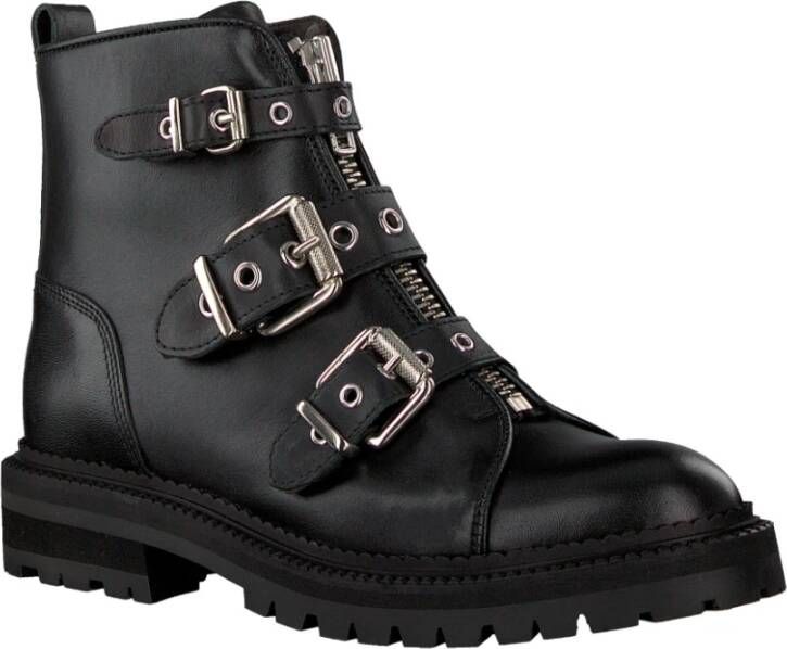 Billi Bi Zwarte Bikerboot met Zilveren Details Black Dames