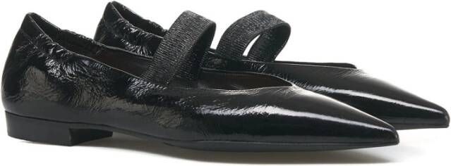 Billi Bi Zwarte Leren Ballet Flats Elegante Stijl Black Dames