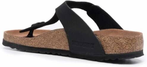 Birkenstock Aardse Teensandaal van Zwart Leer Black Dames