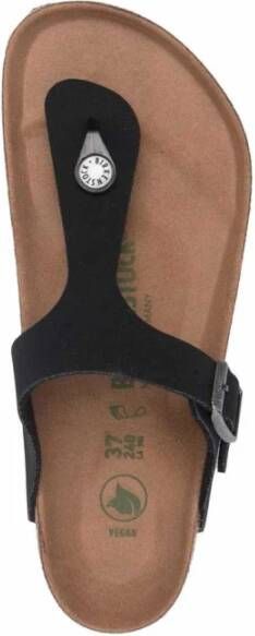 Birkenstock Aardse Teensandaal van Zwart Leer Black Dames