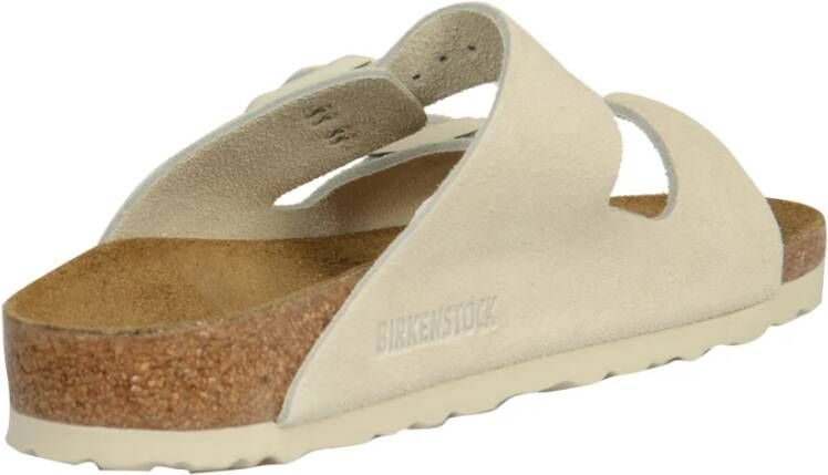 Birkenstock Arizona Antique White Suede Leren Sandalen Beige Heren