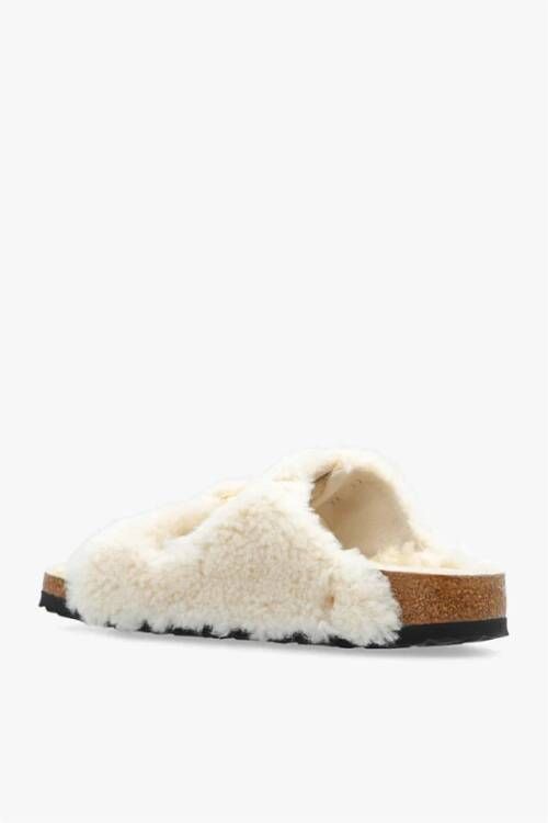 Birkenstock Arizona Big Buckle Shearling Sandals Beige Dames