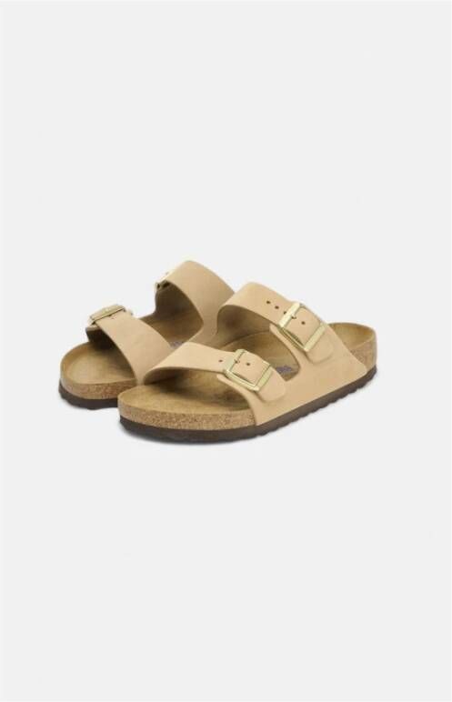 Birkenstock Arizona Leren Sandalen met Anatomisch Voetbed Beige Heren