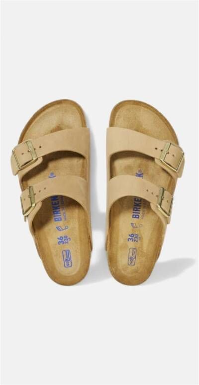 Birkenstock Arizona Leren Sandalen met Anatomisch Voetbed Beige Heren