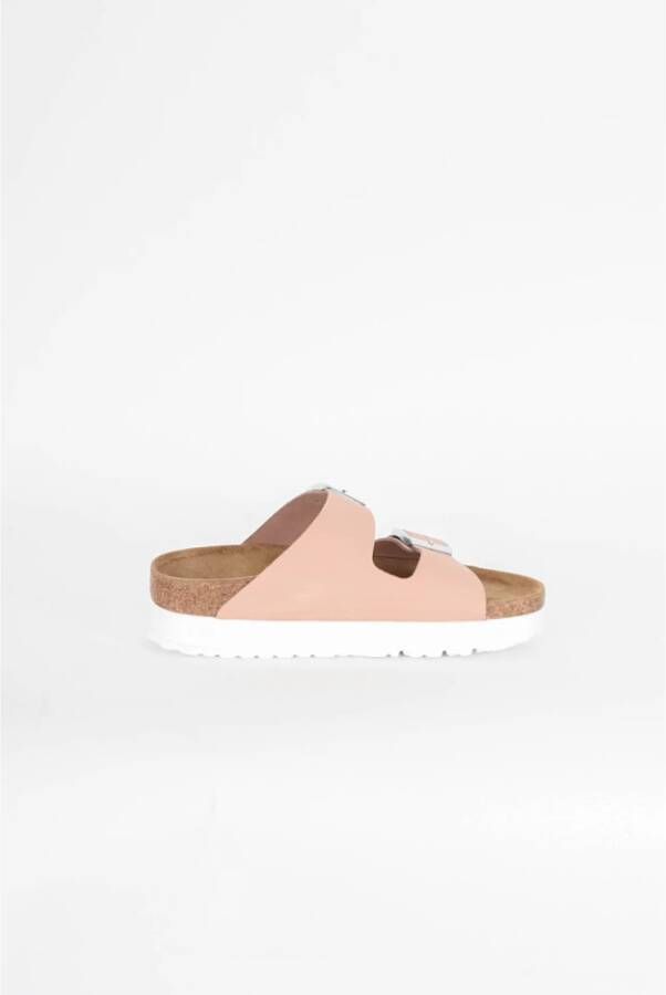 Birkenstock Arizona Platform Leren Sandalen Pink Dames