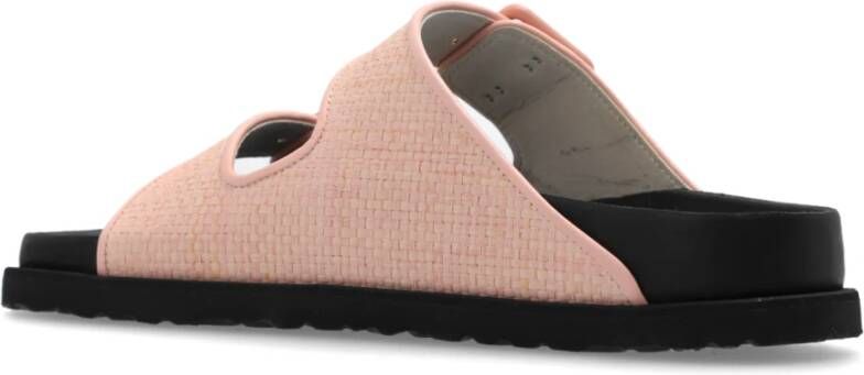 Birkenstock Arizona Raffia Sandalen Pink Dames