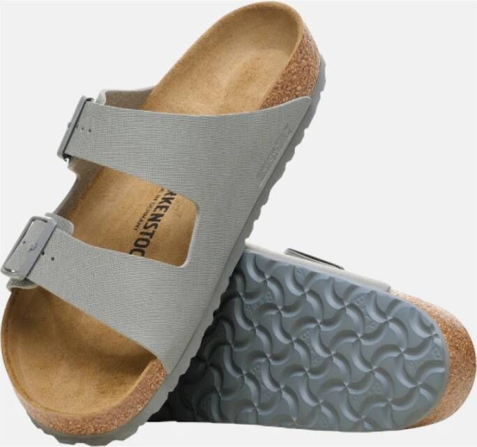 Birkenstock Arizona Saffiano Leren Sandalen Gray Heren