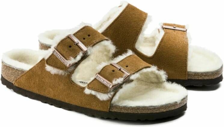 Birkenstock Sandals Arizona Shearling Brown Dames