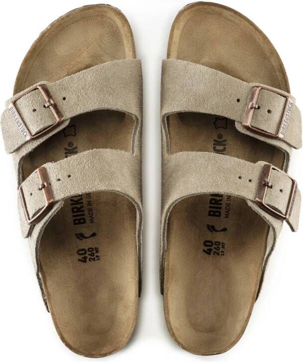 Birkenstock Arizona Taupe Suède Leren Sandaal Gray Heren