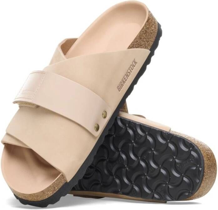 Birkenstock Beige Kyoto Leren Sandalen Beige Dames