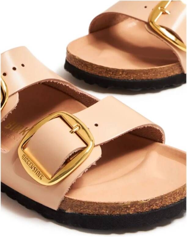 Birkenstock Beige Leren Sandaal met Gespsluiting Beige Dames