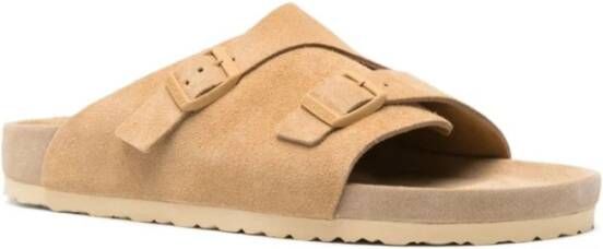 Birkenstock Beige Leren Sandalen Brede Band Beige Dames