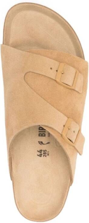 Birkenstock Beige Leren Sandalen Brede Band Beige Dames