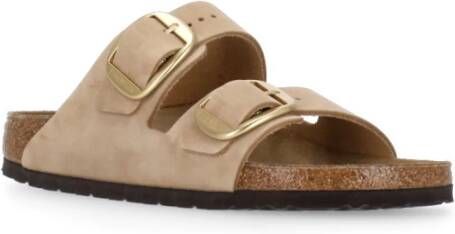 Birkenstock Beige Leren Sandalen Ronde Neus Beige Dames