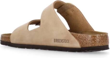 Birkenstock Beige Leren Sandalen Ronde Neus Beige Dames