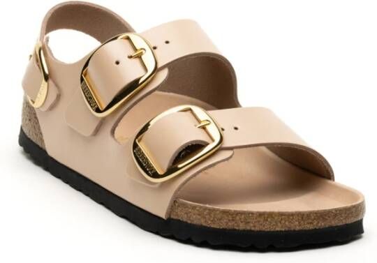 Birkenstock Beige Sandalen Milano Big Buckle Shine Beige Dames