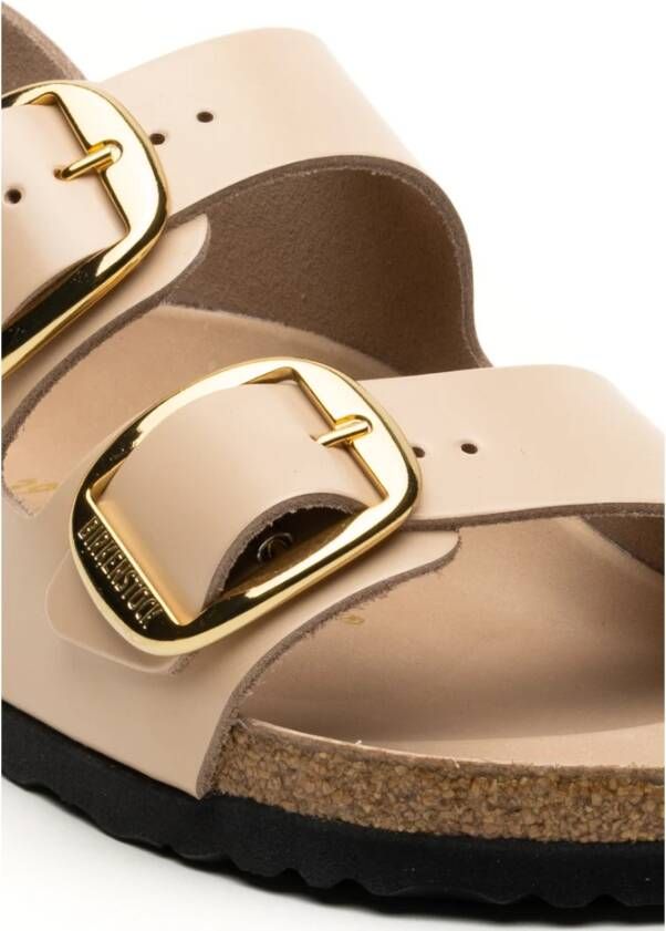 Birkenstock Beige Sandalen Milano Big Buckle Shine Beige Dames